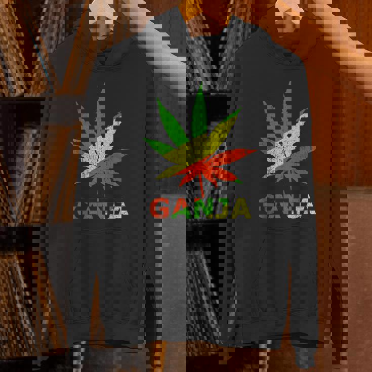 マリファナのガンジャ雑草の葉 ラスタカラー パーカー