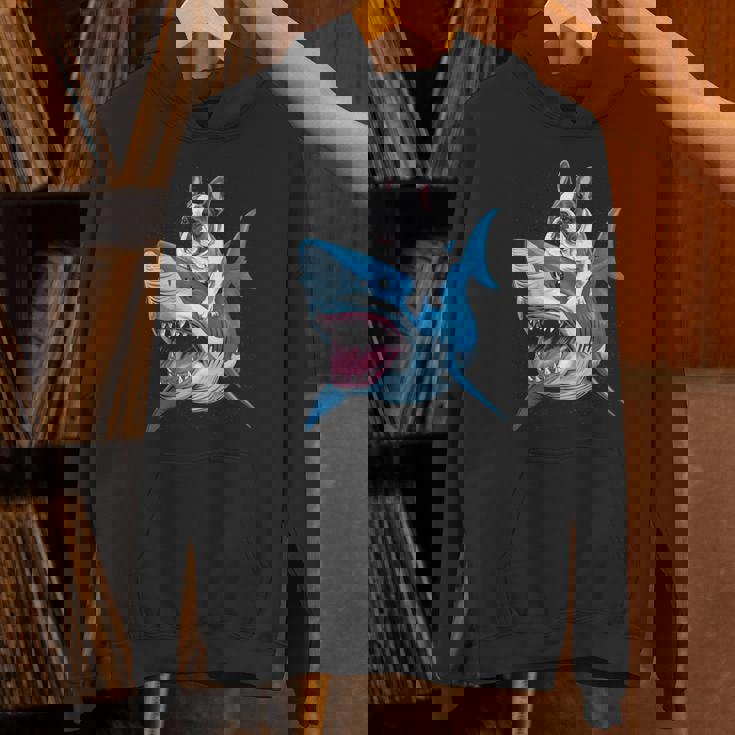 ライディング シャーク フレンチブルドッグ 長袖tシャツ パーカー