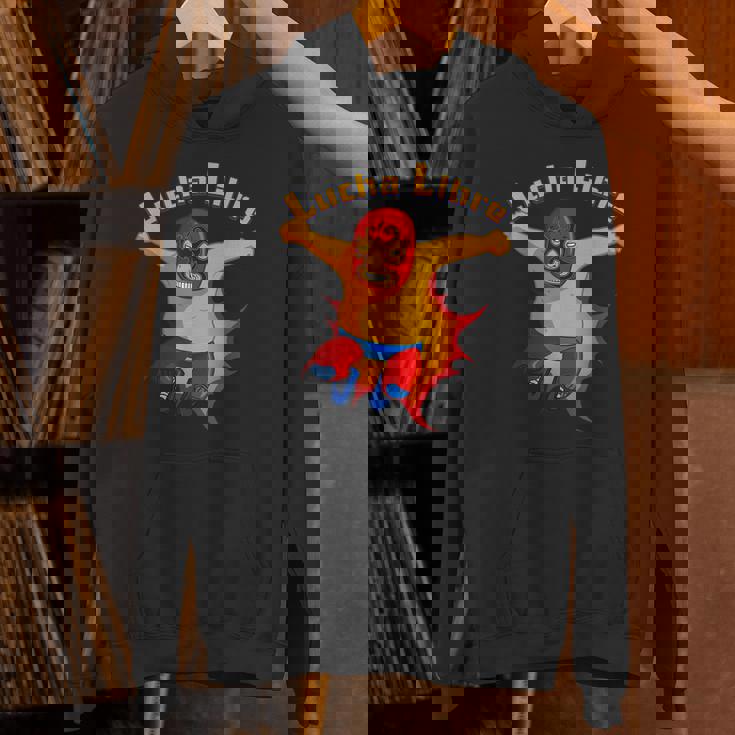 ルチャリブレメキシコ覆面レスラー漫画アクションポーズ パーカー