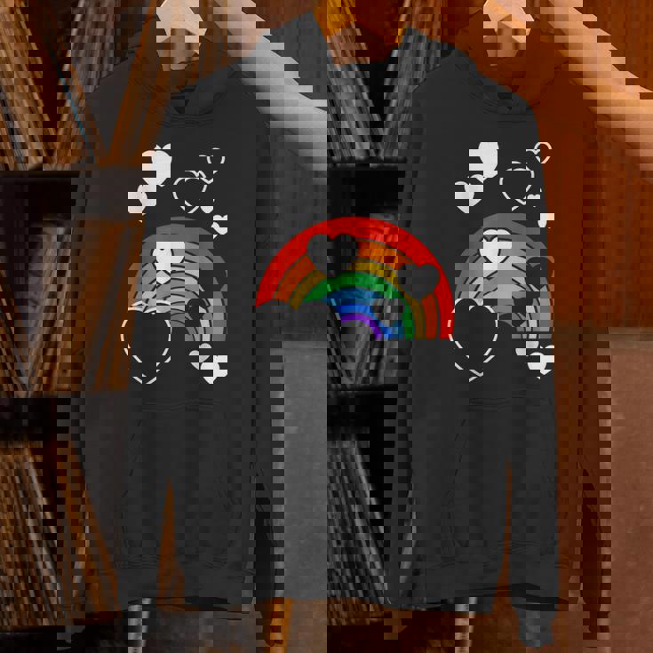 レインボーカラー ホワイト ハート ハート 雨 虹 旗 パーカー