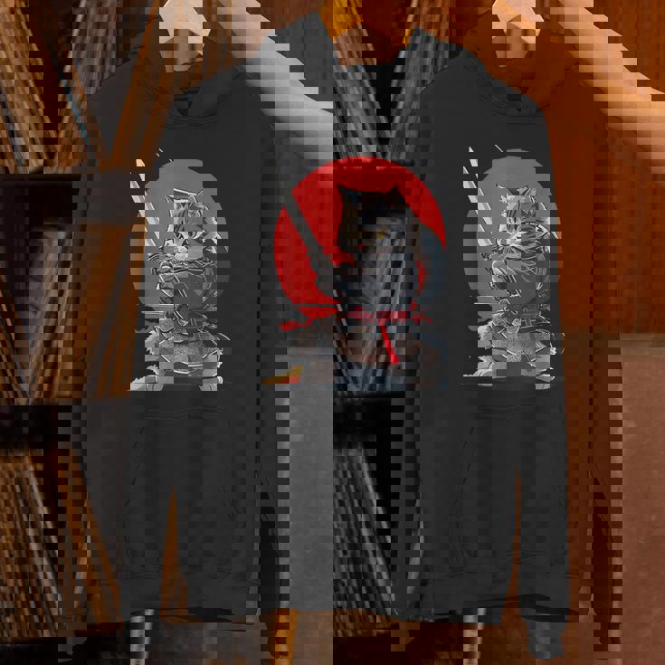 レトロな日本の侍猫グラフィック 猫愛好家 Hoodie