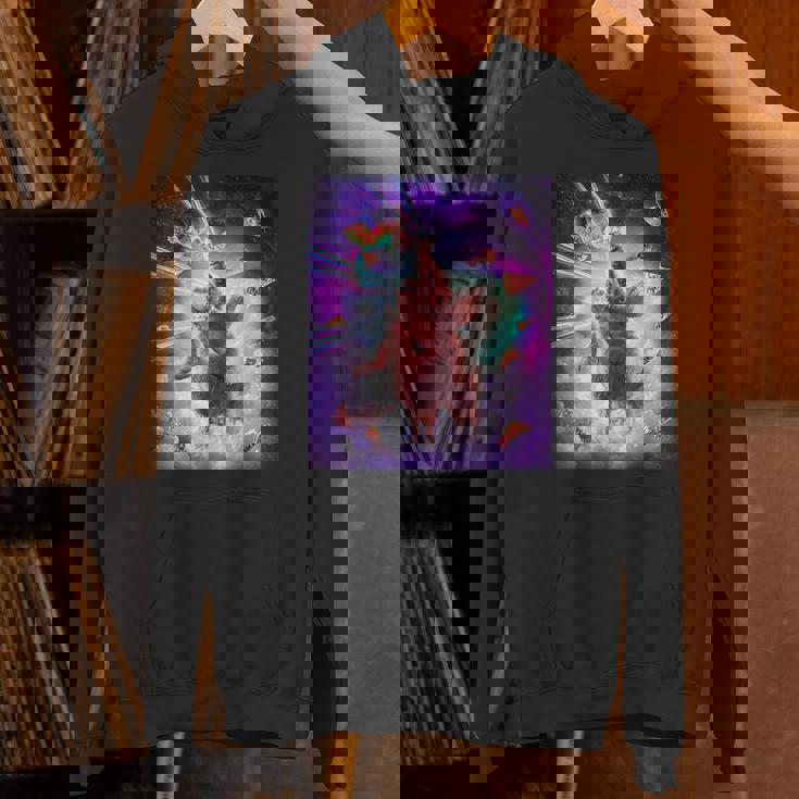 レーザーアイズスペースキャットライディングナマケモノ、ラマ-レインボー パーカー