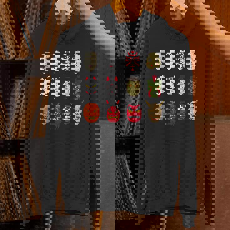 ヴィンテージ グラフィカル 日本 アート 天狗 きつね ひょっとこ マスク パーカー