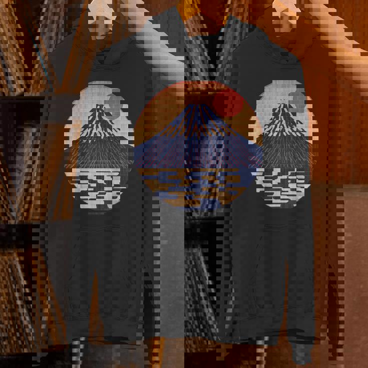 ヴィンテージ 和 富士山 山の上の日本の舞う太陽 パーカー