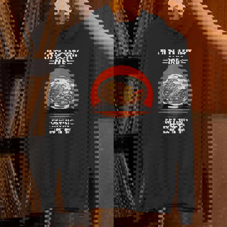 ヴィンテージかつカレーがすべてをより良くするレトロ。 パーカー