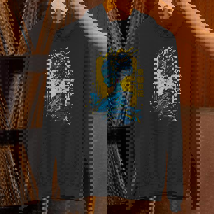 京の花、芸者イラスト サイバーパンク風 Hoodie