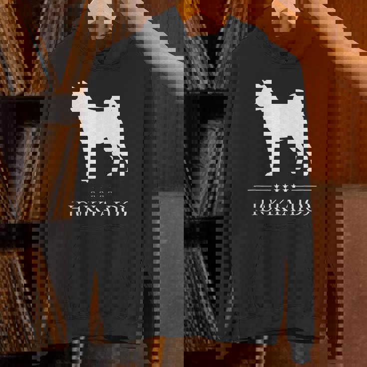 北海道犬 白シルエット パーカー