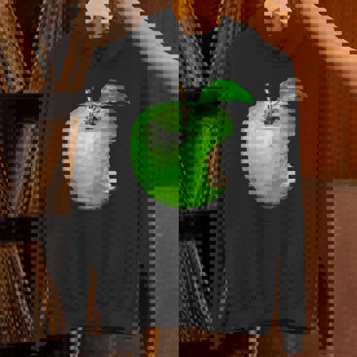 噛まれた青リンゴのイラスト パーカー