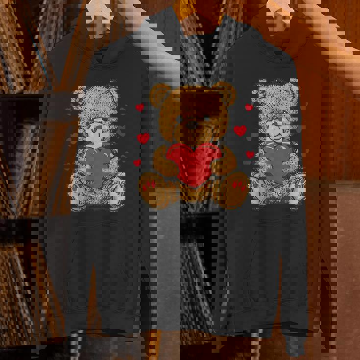 愛らしいハート付きテディベア ラブぬいぐるみ パーカー