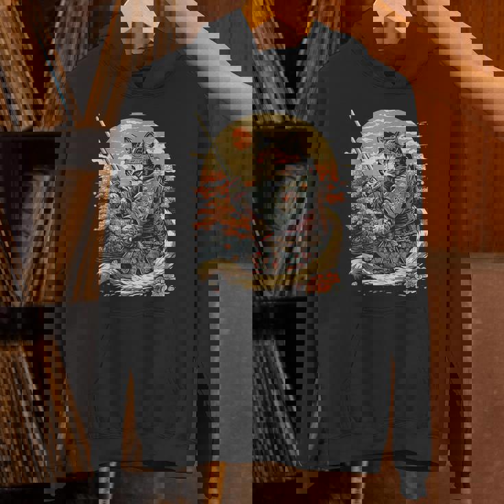 日本のサムライキャットプリント パーカー