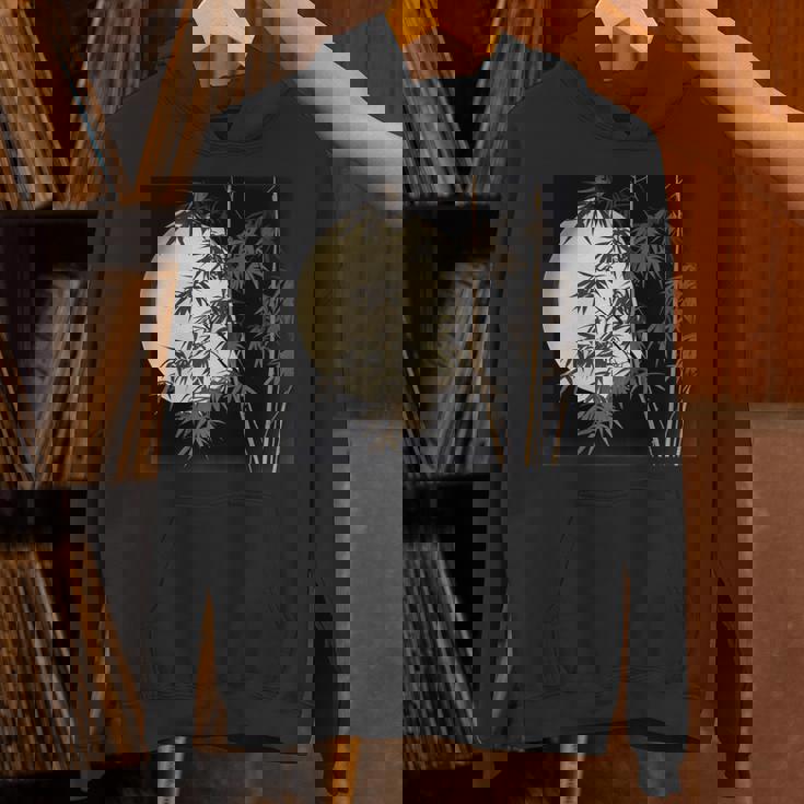 日本の竹と月 長袖tシャツ パーカー