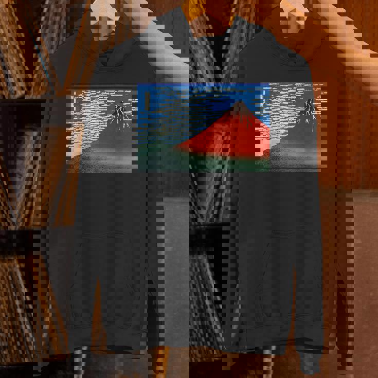 晴天の赤富士山 日本風景アートプリント パーカー