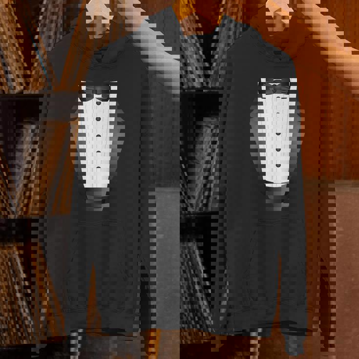 楽しいブラックタイ イベント チーム 新郎 フェイク タキシード パーカー