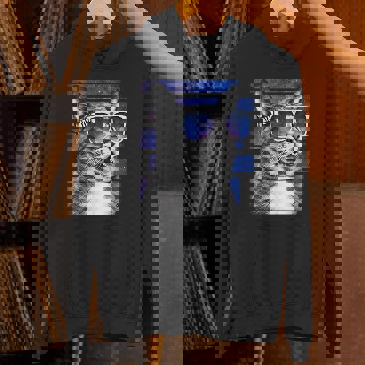 猫 宇宙 メガネ ギャラクシー サングラス おもしろい 猫 ミーム Hoodie