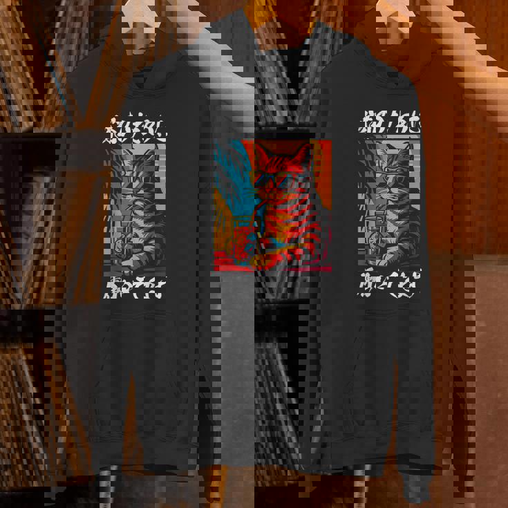 猫のために働いています レトロビーチスタイル猫 面白い パーカー