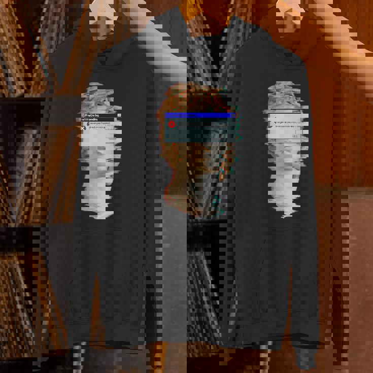 現実は曲がっている。エラーポップアップ付きの美的ギリシャ像 パーカー