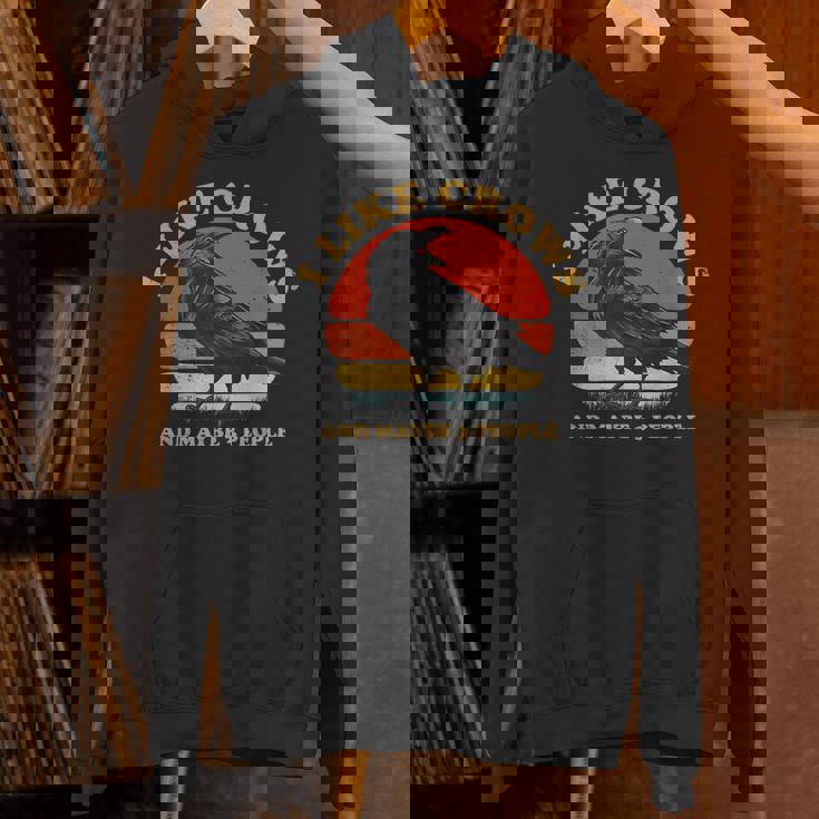 私はカラスと多分 3 人が好きです レトロ ビンテージ ブラック カラス Hoodie