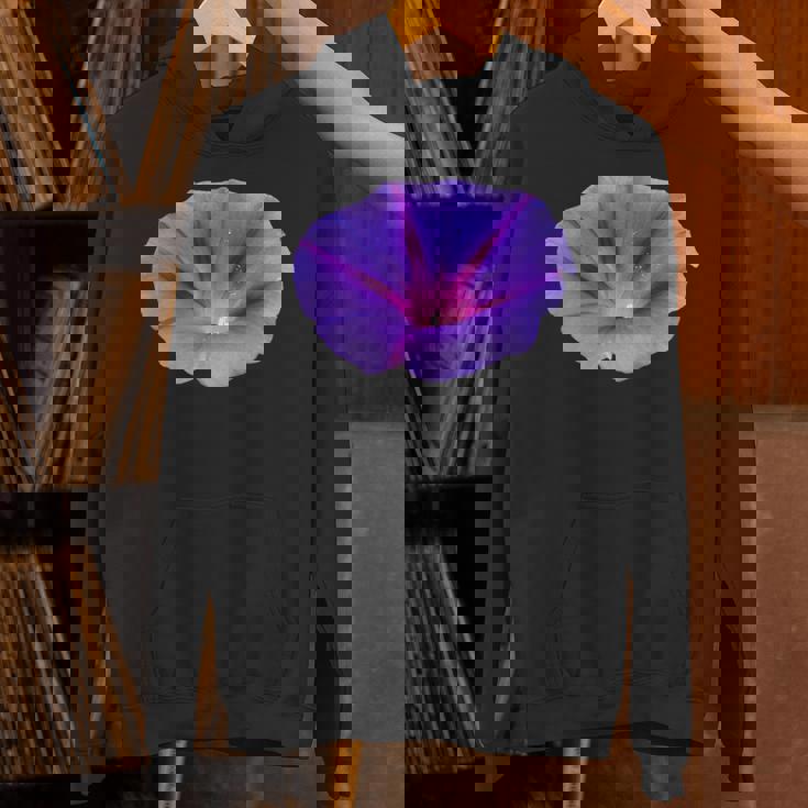 美しいパープルカラーの朝顔フラワーカットアウト パーカー