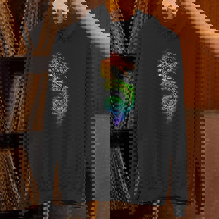 虹と中国の龍 Hoodie