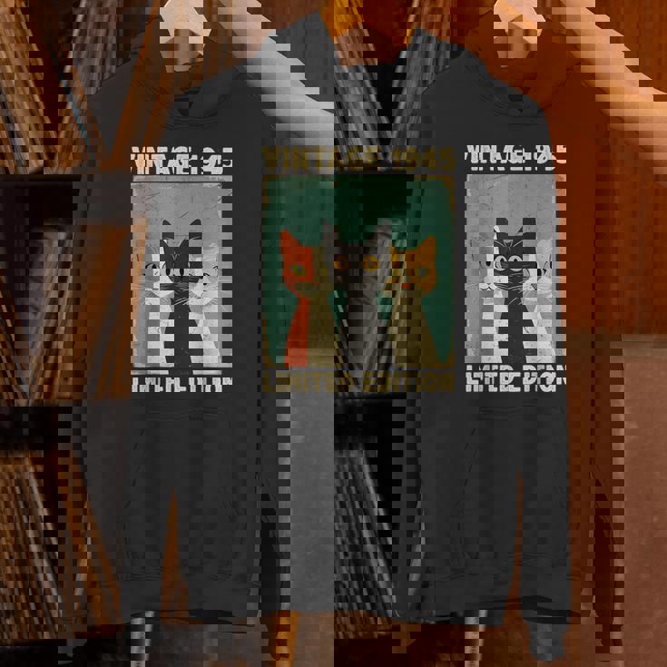 面白い 80歳 ギフト ヴィンテージ 1945 猫好き 80歳の誕生日 パーカー