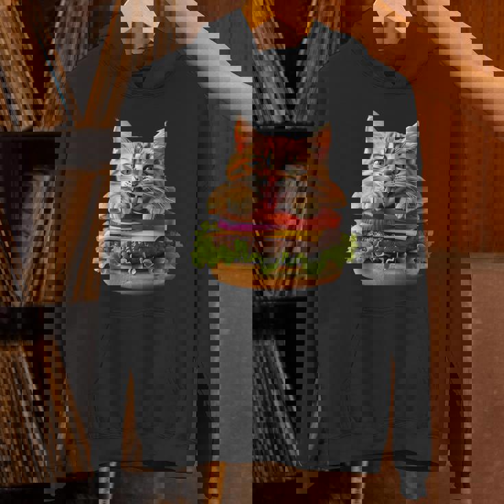 面白いファーストフードハンバーガー愛好家猫猫愛好家 Britishhorthair Burger Cat Food パーカー