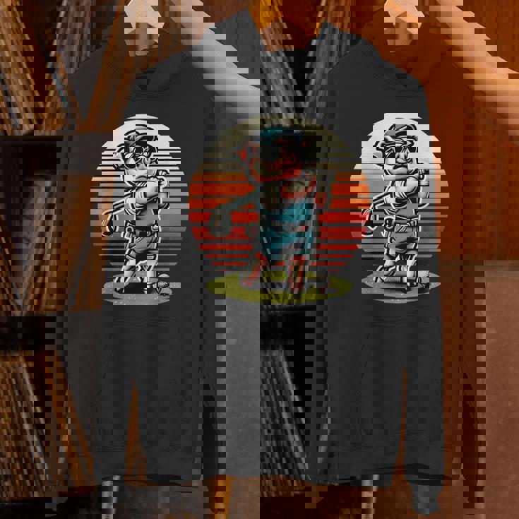 面白い豚ゴルファークールなゴルフスポーツクラブデザイン。 パーカー