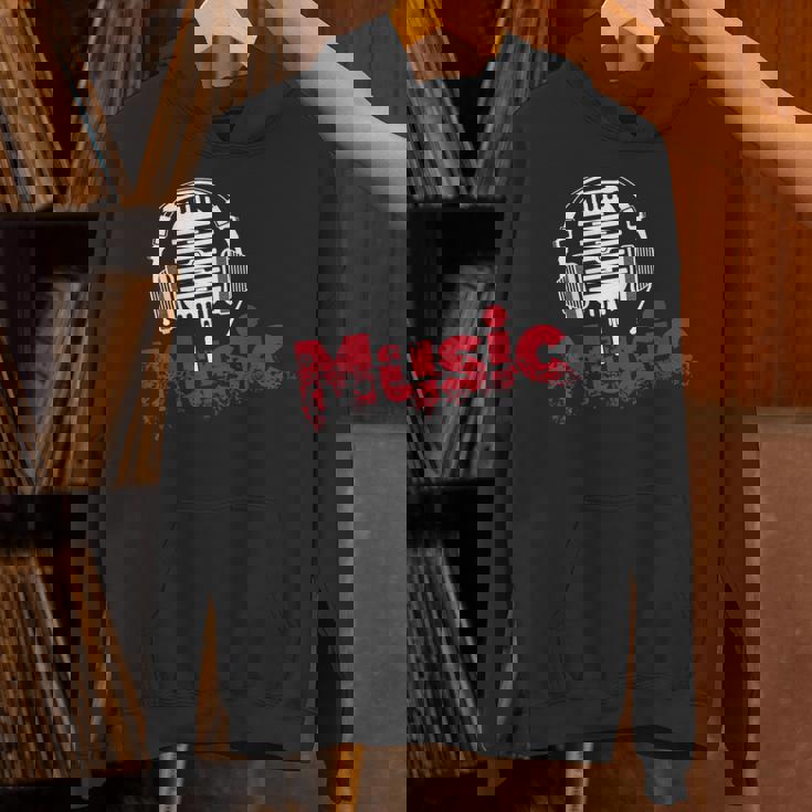 音楽 マイク ヘッドホン 日常 テキスト シンプル レトロ Hoodie