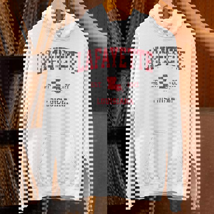 Lafayette ルイジアナ Laビンテージスポーツデザイン レッドプリント パーカー