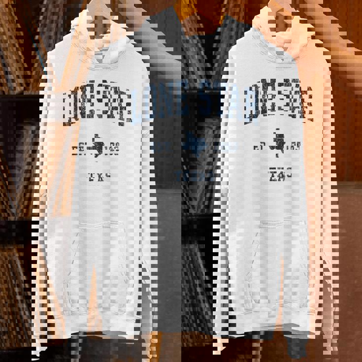 Lonetar Texas Tx ヴィンテージ アスレチック ネイビー スポーツデザイン パーカー