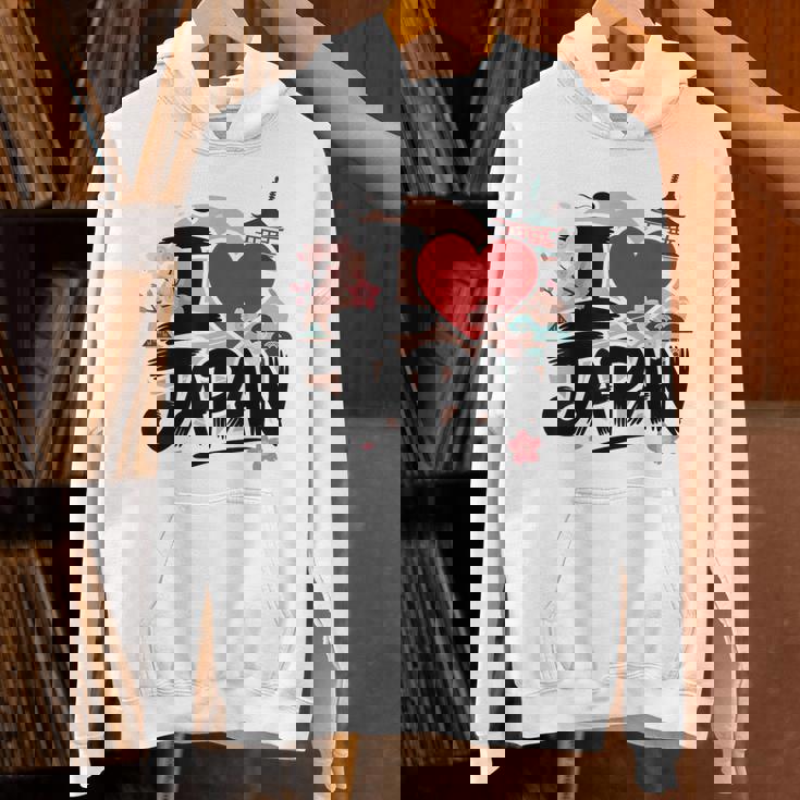 I Love Japan 桜 桜 日本の富士山 寺院 パーカー