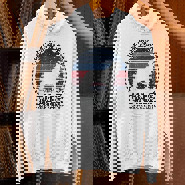 Work Hardo Dog Have Life 面白いレトロキャバリア Hoodie