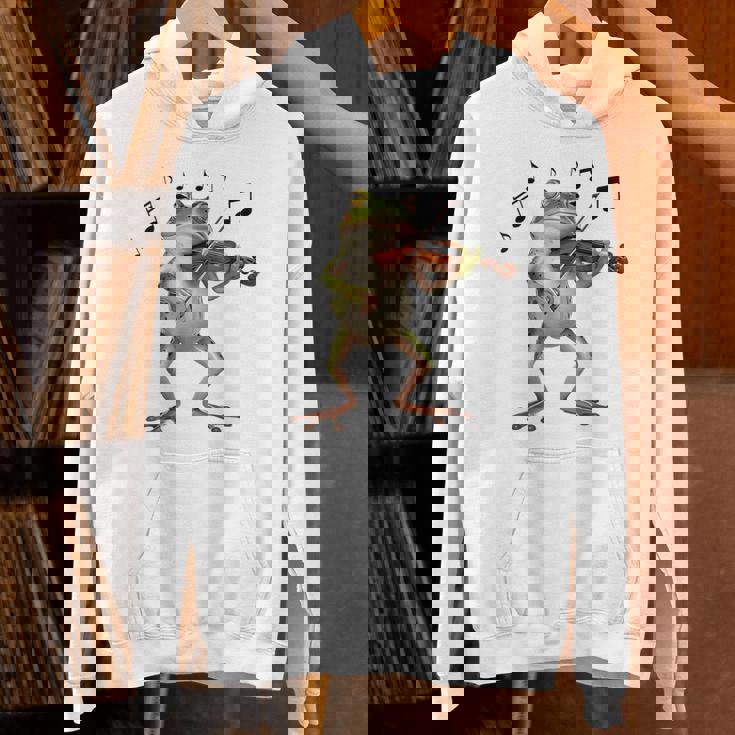 おもしろミュージシャン バイオリニスト かわいいカエル 演奏 バイオリン Hoodie