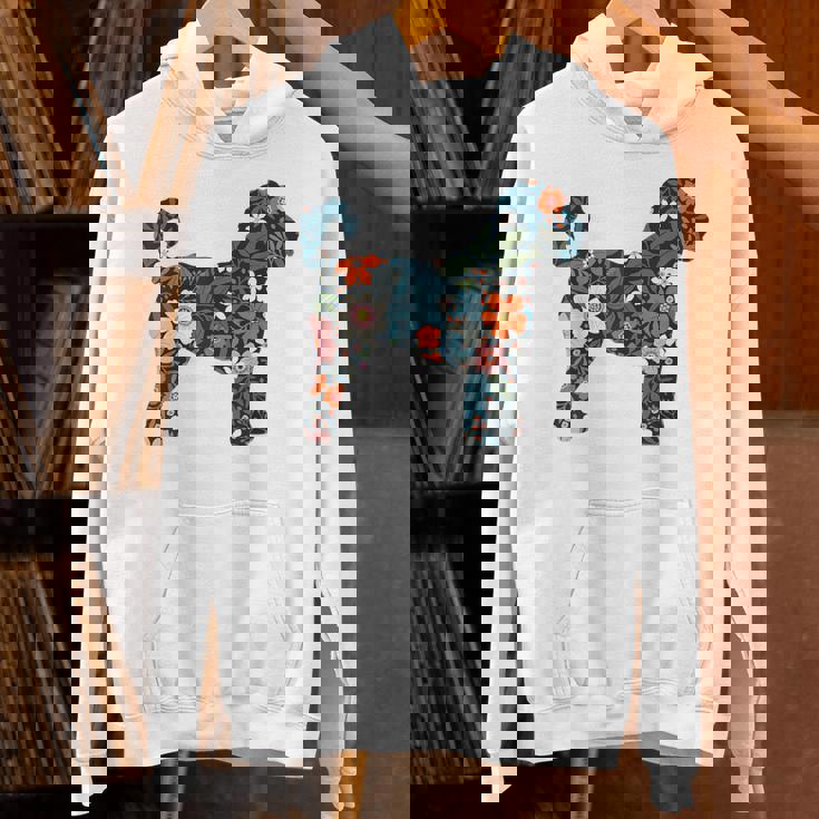 ラブラドゥードルやゴールデンドゥードルのママのためのフローラルドッグシルエット パーカー