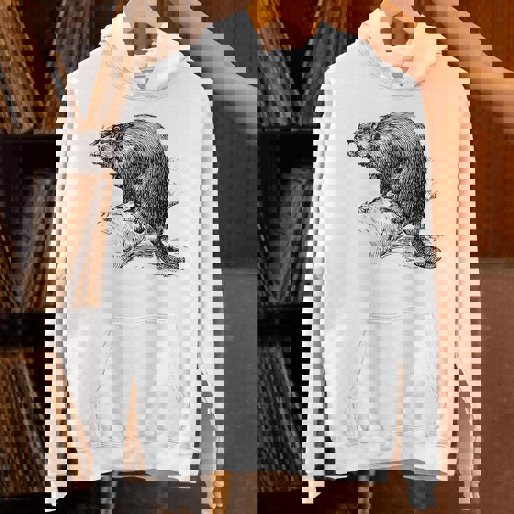 リアルなビーバースケッチ パーカー