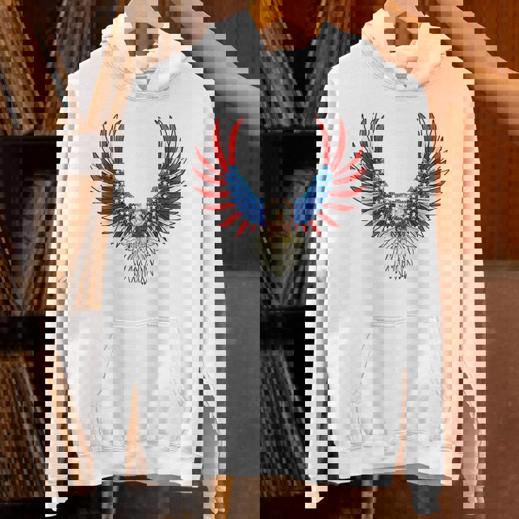 愛国的なアメリカ国旗イーグル 7月4日 バックプリント アメリカン パーカー