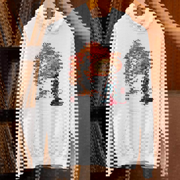 日本 浮世絵 京都 嵯峨 紅葉 和傘 美人 着物 パーカー