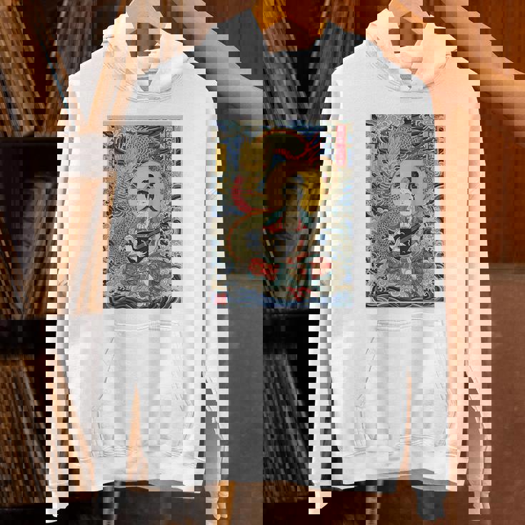 日本 浮世絵 滋賀 琵琶湖 竹生島 弁財天 竜 龍神 バックプリント パーカー