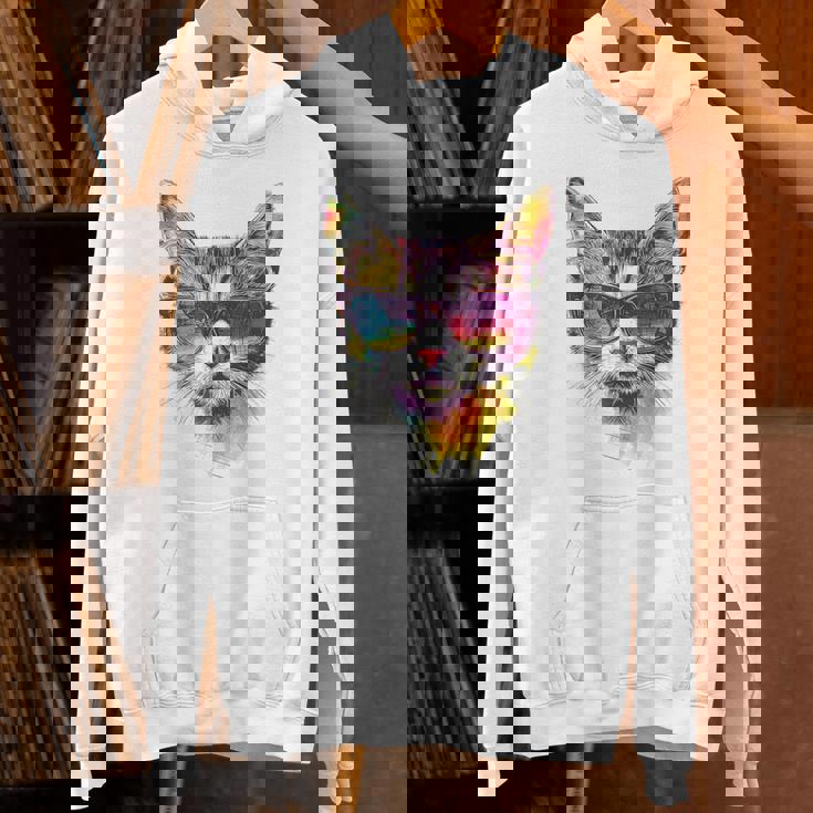 猫 動物 抽象 モチーフ サングラス イラスト アート ネコ パーカー