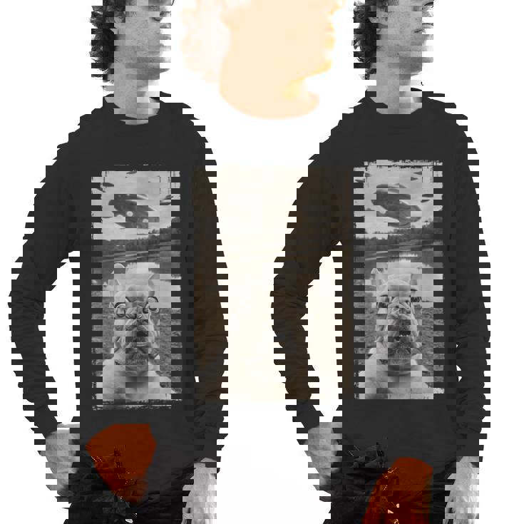 French Bulldog And UFO UFO And French Bulldog Selfie Men's Long Sleeve T-Shirt