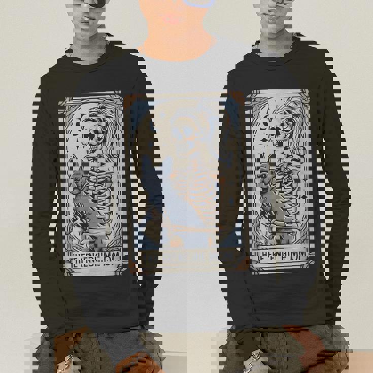 Frenchie Dog Mom Tarot Card French Bulldog Skeleton Mom Men's Long Sleeve T-Shirt