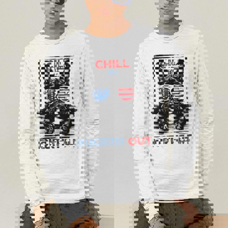 Chill The Fourth Out 4th Of July Cute French Bulldog Men's Long Sleeve T-Shirt