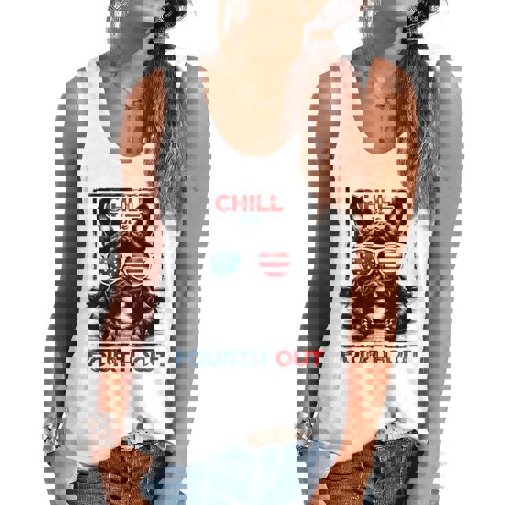 Chill The Fourth Out 4th Of July Cute French Bulldog Flowy Tank