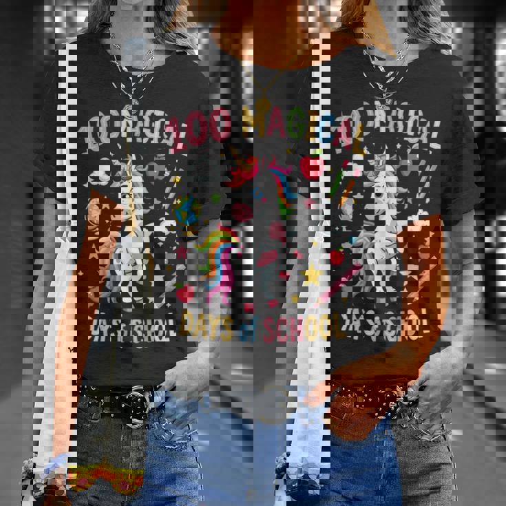 100Th Day Ofchool Unicorn 100 魔法の日々 先生 女の子 Tシャツ 彼女への贈り物