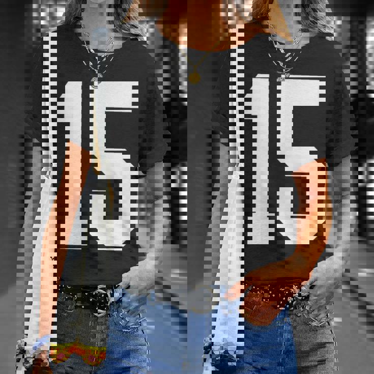 15番のカレッジスポーツスタイル。ホワイト。 Tシャツ 彼女への贈り物