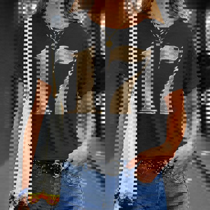 17 セブンティーン 誕生日 お気に入り 数字 フルール・ド・リス デザイン Tシャツ 彼女への贈り物