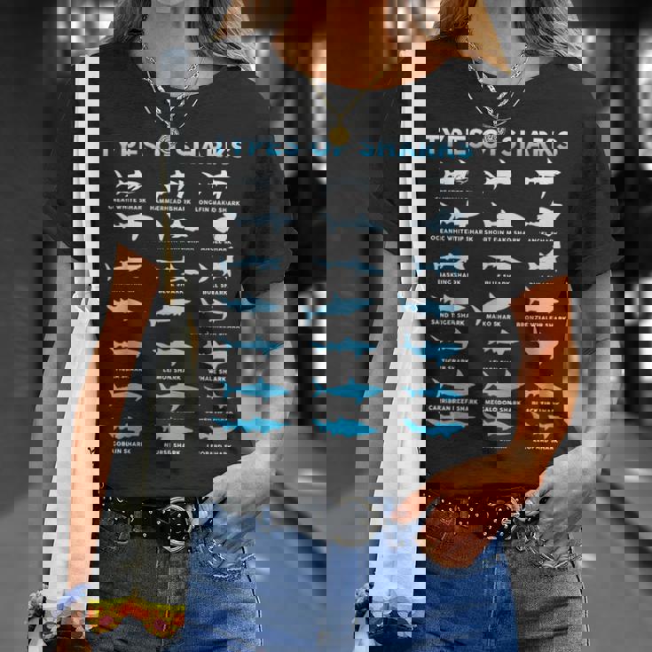 21種類のサメの海洋生物学者シャークtシャツ シャークtシャツ Tシャツ 彼女への贈り物