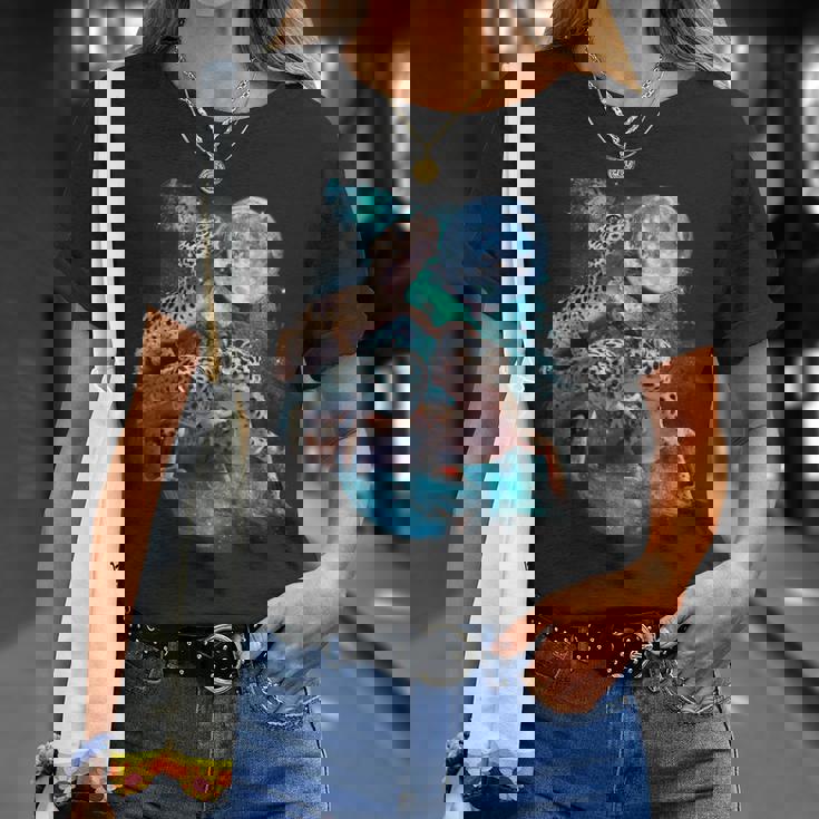 3ムーンヤモリ面白い爬虫類ヒョウトカゲヤモリアートノベルティ Tシャツ 彼女への贈り物