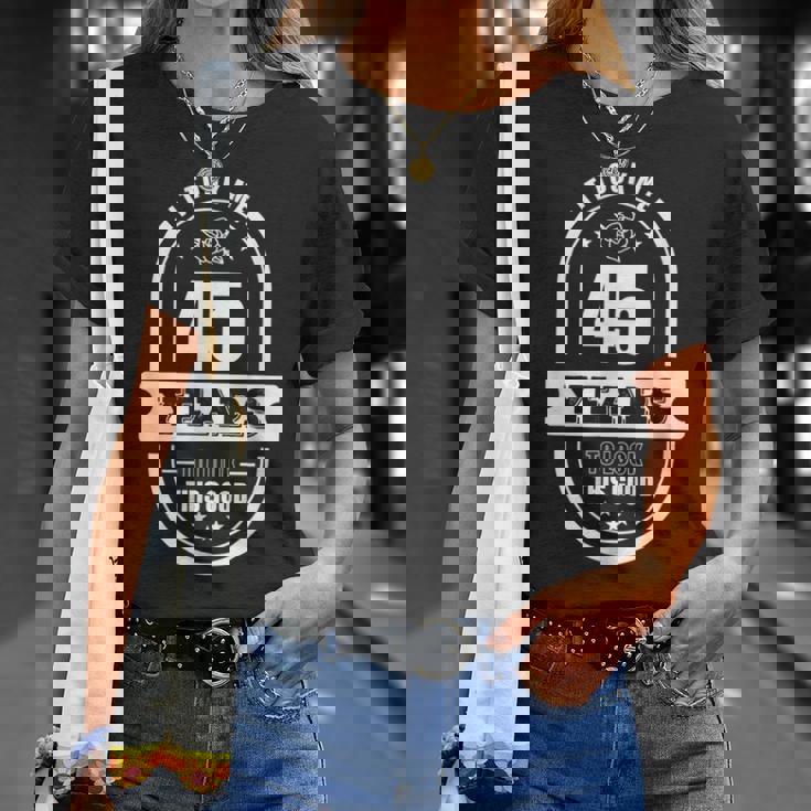 45歳の誕生日プレゼント 男性年齢45歳 レトロパパ 1975年 Tシャツ 彼女への贈り物