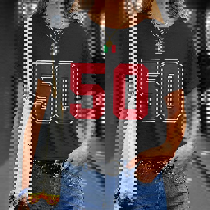 50 ナンバー カレッジスタイル ヴィンテージ 赤 白 イタリア国旗 Tシャツ 彼女への贈り物