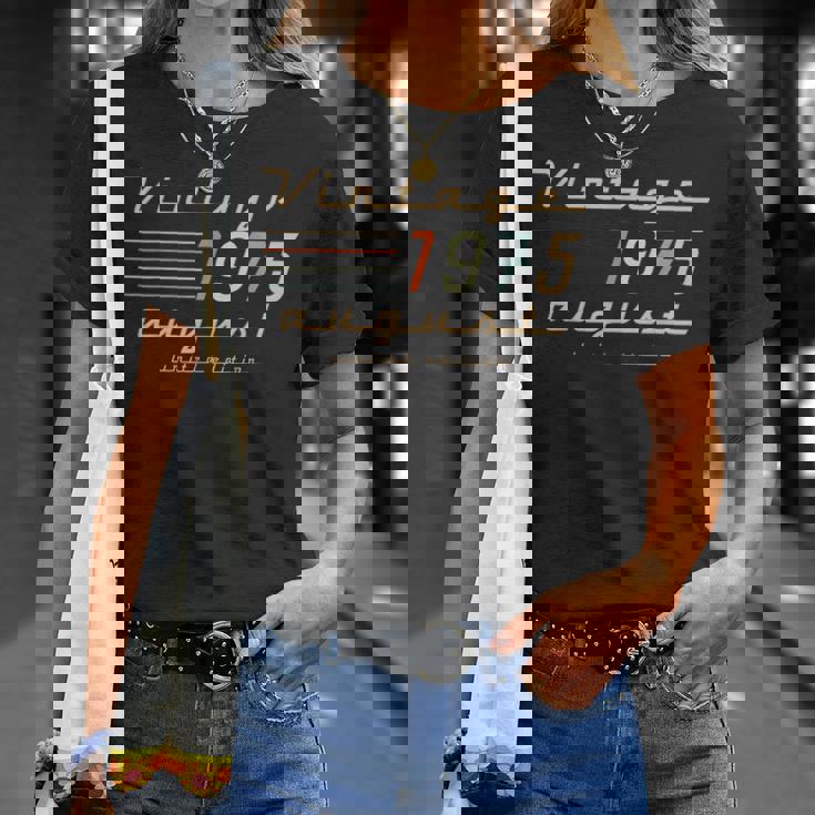 50歳の誕生日プレゼント 男性用 1975年8月 50歳 誕生日 Tシャツ 彼女への贈り物